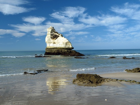 A lonely rock in the ocean. The effect of erosionの写真素材