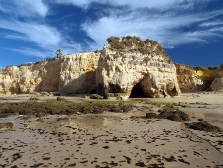 Algarve coast at low tide the ocean の写真素材