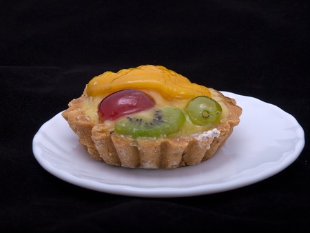 sweet and delicious cake with fruit and creamの写真素材