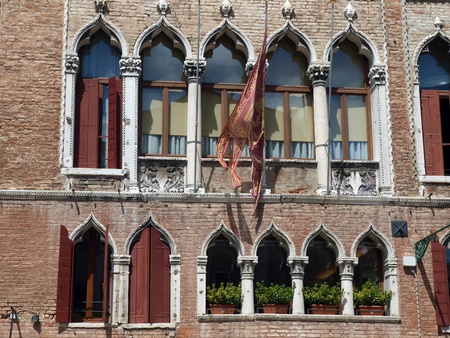 Venice -  Fondamenta Minotto. A typical Venetian facade of the Palazzo Marcello の写真素材