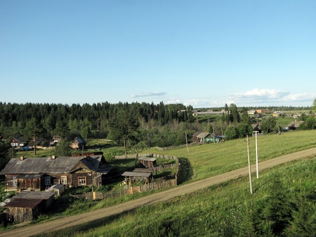 Russian rural landscape on the way to Lake Baikalの写真素材