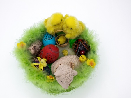 easter basket isolated on white background 