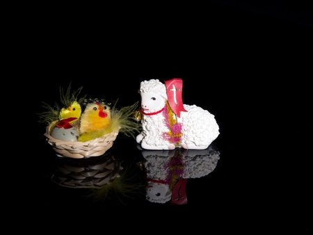 easter decoration isolated on black background の写真素材