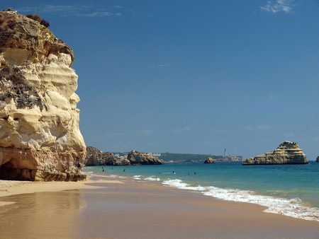Colourful rocks on the Algarve coast の写真素材