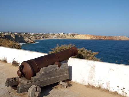 Sagres Point - Cannon inside the fortressの写真素材