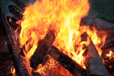 The campfire in the evening 