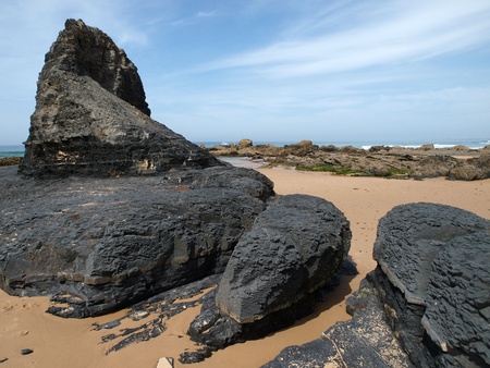 Praia do Castelejo, near Vila Do Bispo, Algarve, Portugalの写真素材