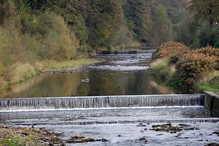 mountain river in autumn colors