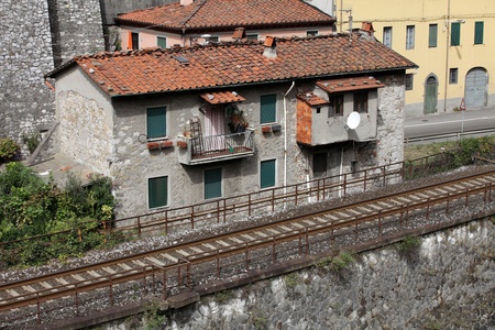 Ponte della Maddalena across the Serchio. Tuscany. Bridge of the Devilのeditorial素材