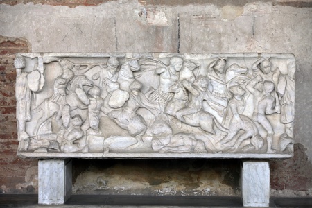 Pisa - Camposanto - Cemetery was constructed in 1278 to house the sacred dirt brought back from Golgotha during the Crusades. It then became the burial place of the Pisan upper classのeditorial素材