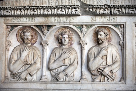 Pisa - Camposanto - Cemetery was constructed in 1278 to house the sacred dirt brought back from Golgotha during the Crusades. It then became the burial place of the Pisan upper classのeditorial素材