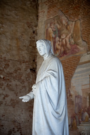 Pisa - Camposanto - Cemetery was constructed in 1278 to house the sacred dirt brought back from Golgotha during the Crusades. It then became the burial place of the Pisan upper classのeditorial素材