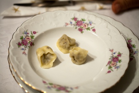 ravioli with mushroom and cabbage for christmasの写真素材