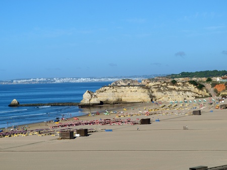 One of the most beautiful beaches in Europe - Praia da Rocha on the Algarve in Portugalの写真素材
