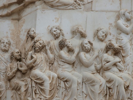 Orvieto - Duomo facade. The fourth pillar with the Last Judgment. The saints and the apostles at the Last Judgement.
の写真素材