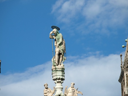Venice - fine architectural details from the upper facade of the Cathedral of the St Markの写真素材