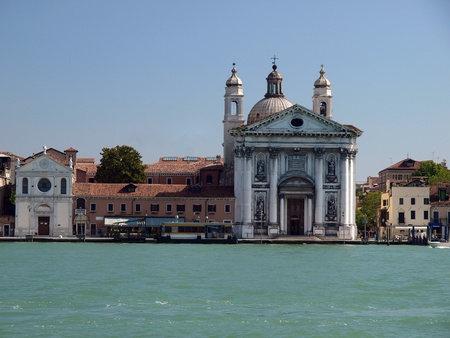 Venice - buildings along Giudecca Canalの写真素材