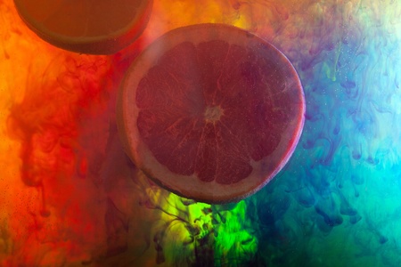 Orange on abstract color background 