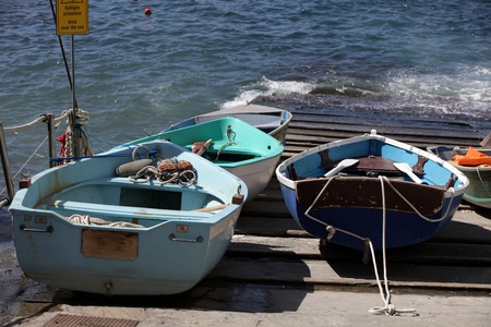 The Fishing Boats in Cinque Terre Italyの写真素材