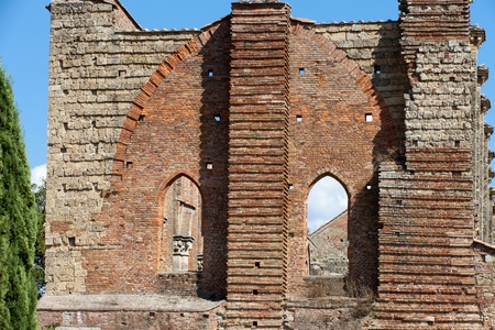 The Facade of the Abbey of San Galgano, Tuscany,の写真素材