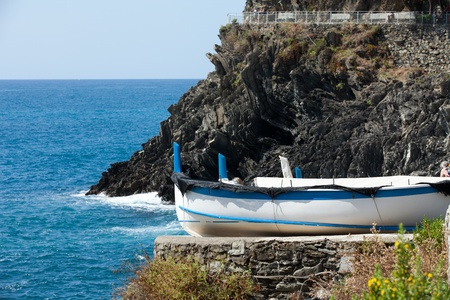 The Fishing Boats in Cinque Terre Italyの写真素材
