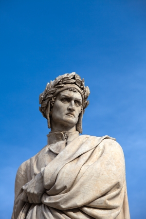 The famous poet Dante Alighieri. Piazza Santa Croce in Florence, Italyの写真素材