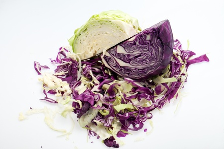 White and Red  Cabbage  on White Background の写真素材