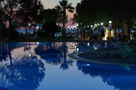 Swimming pool at the modern luxury hotelのeditorial素材