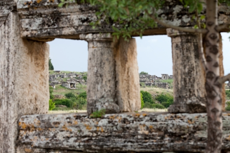 ruins of the ancient city of Hierapolisの写真素材