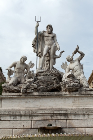 Rome - Fountain of Neptune in Piazza Popoloの写真素材