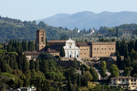 Florence - the view on San Miniato from the dome Duomoの写真素材