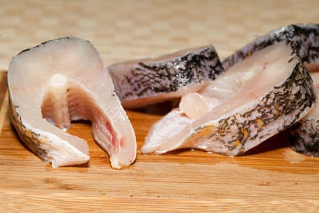 Piece of fresh raw fish. The healthy diet.の写真素材