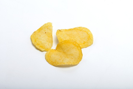 potato chips isolated on white background 