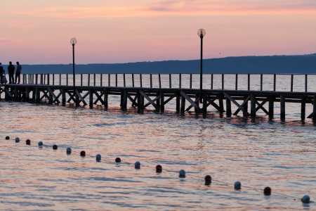 The wooden platform in Dardanelles. The view from Asia on Europeの写真素材