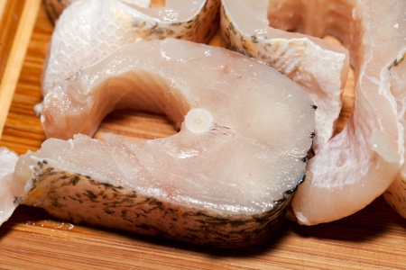 Piece of fresh raw fish. The healthy diet.の写真素材