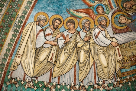 Chiusi - The Romanesque Cathedral  of San Secondiano, built around 560 AD over a pre-existing basilica, and renovated in the 13th C. . Mosaic with scenes from the life of Virgin Maryのeditorial素材