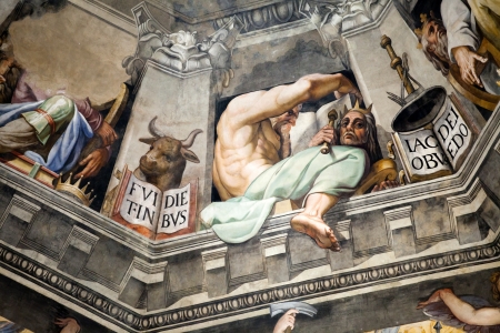 Florence - Duomo .The Last Judgement. Inside the cupola: 3600 m2 of frescoes, created by Giorgio Vasari and Federico Zuccari, who worked there from 1572 to 1579.のeditorial素材