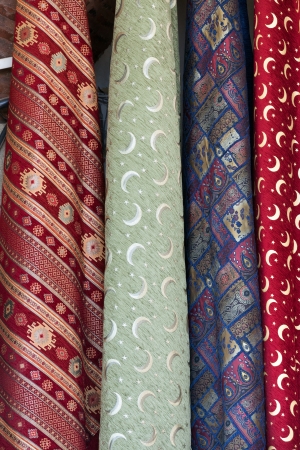 Turkish colourful fabrics from the silk and the cottonの写真素材