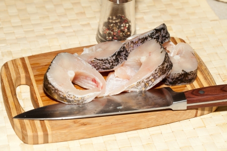 Piece of fresh raw fish. The healthy diet.の写真素材