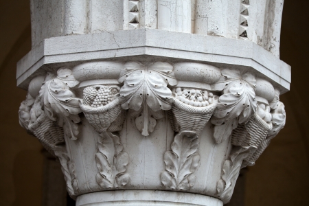 Venice - the unique beauty of the capitals of the columns of the Ducal Palaceの写真素材