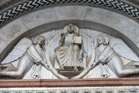  Lucca - detail from St Martin's Cathedral facade, Tuscanyの写真素材