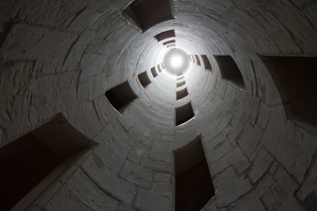 vanishing point of view of double-helix staircase in the castle of Chambord, planned by Leonard da Vinciのeditorial素材