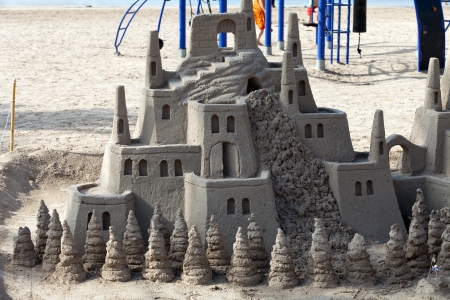 A beautiful sand castle on a beach. の写真素材