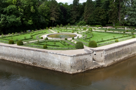 Gardens at Chateau Chenonceau in the Loire Valley of France の写真素材