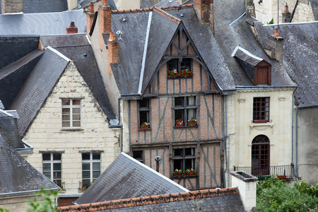 Half-timbered house in Chinon, Vienne Valley, France のeditorial素材