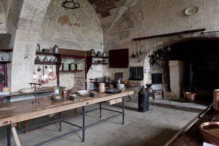 The kitchen in Valencay castle. Valley of Loire, France のeditorial素材