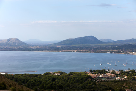 The panoramic view of Pollenca Port. Majorca, Spainの写真素材