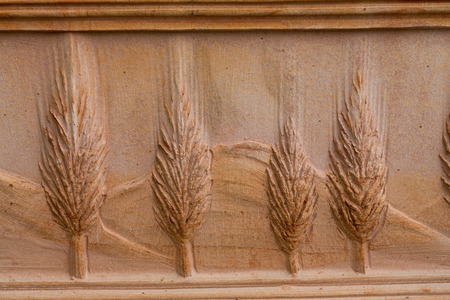 The ceramic jug with the motif of cypressesの写真素材