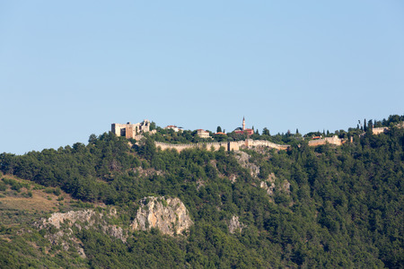castle of Alanya built on rocks and beach of Cleopatra, Antalya, Turkey のeditorial素材
