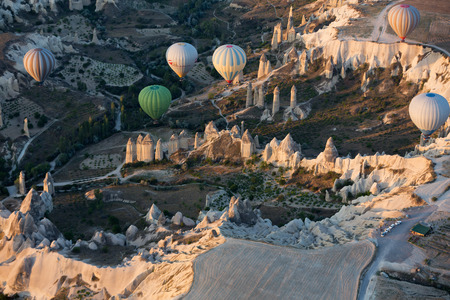 Cappadocia, Turkey.The greatest tourist attraction of Cappadocia , the flight with the balloon at sunriseのeditorial素材